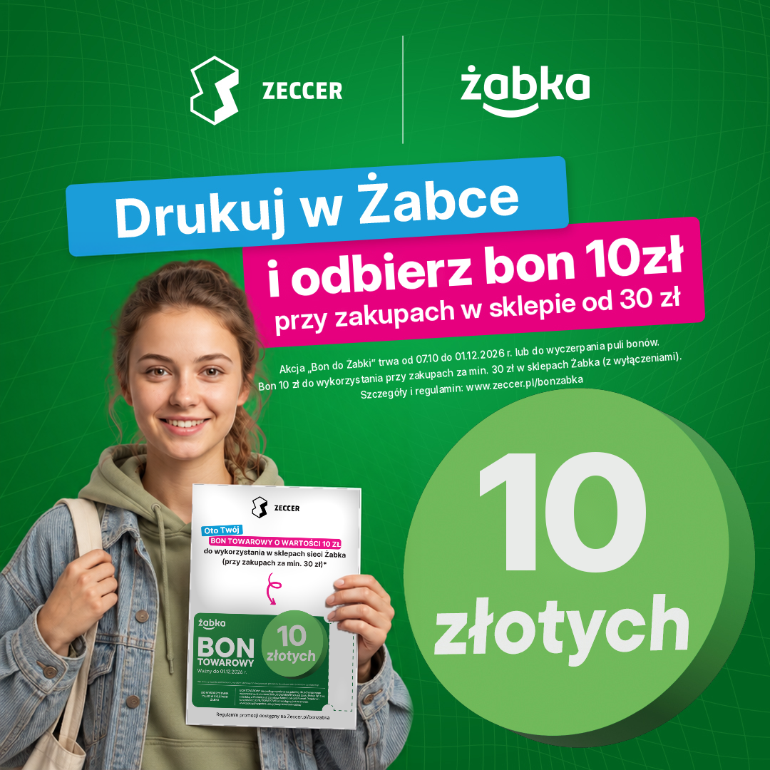 Drukuj w Żabce i odbierz bon 10 zł przy zakupach od 30 zł